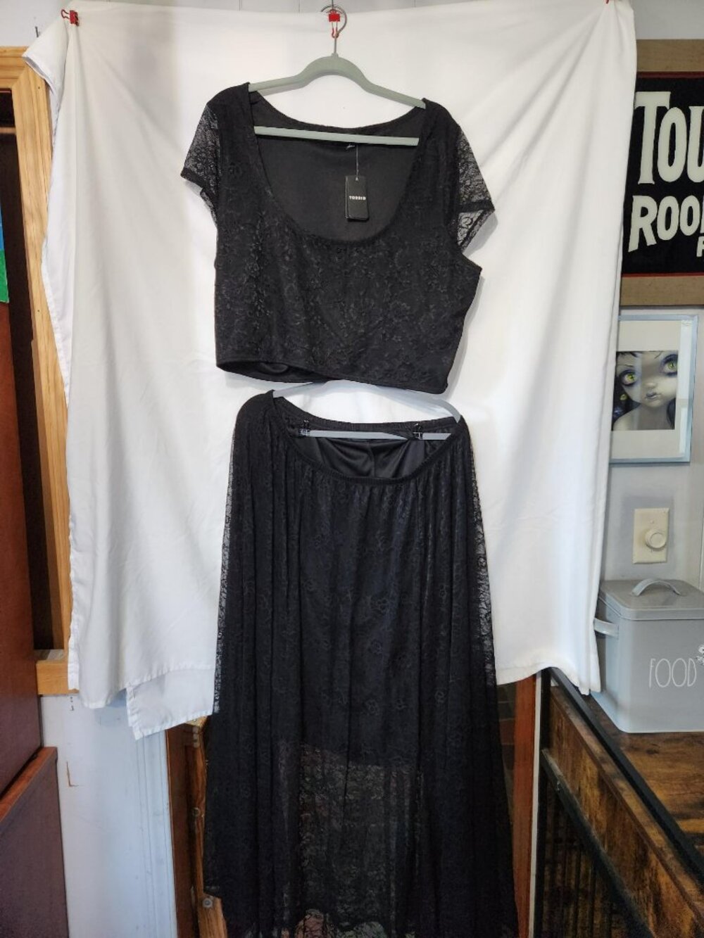 Torrid Lace Crop Top & Maxi Skirt Set Deep Black Size 2